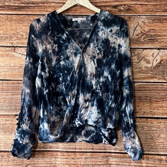 Young Fabulous & Broke Blue and White Tye dye Blouse - Picture 2 of 6